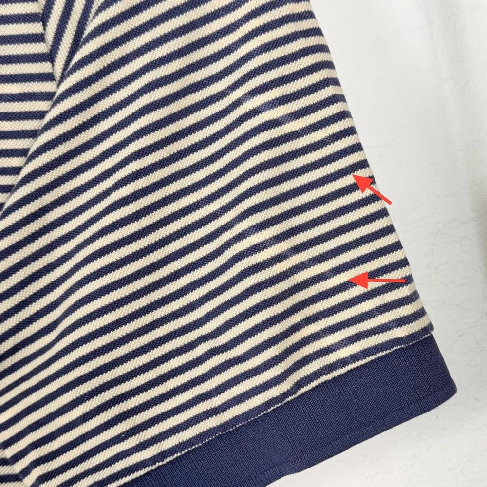 Vintage Polo Golf Ralph Lauren Polo Shirt‎ Mens Large Navy Tan Stripe Pima Pony